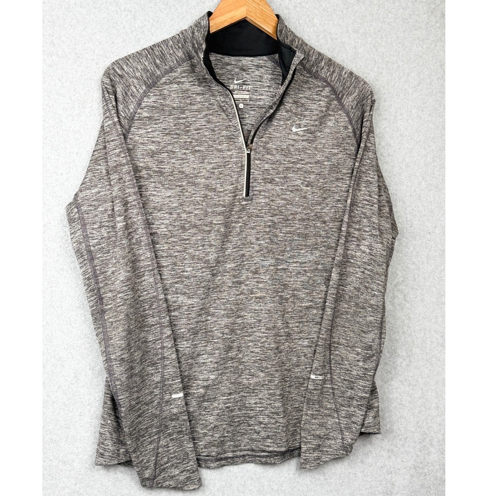 Nike Pullover Women L Grey Dri-FIT Element Space Dye Reflective 1/4 Zip